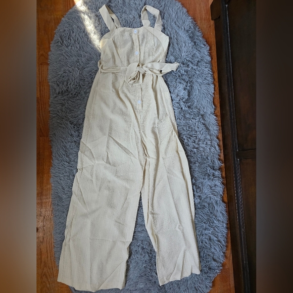 SHEIN Cream Button-Up Jumpsuit - Picture 1 of 2